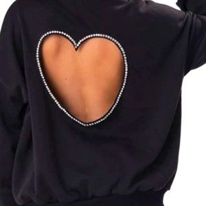 HEART CUT OUT ZIPPED HOODIE